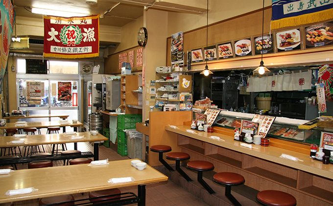 Sushikan Tsukiji Market is the largest eatery within Tsukiji Market.